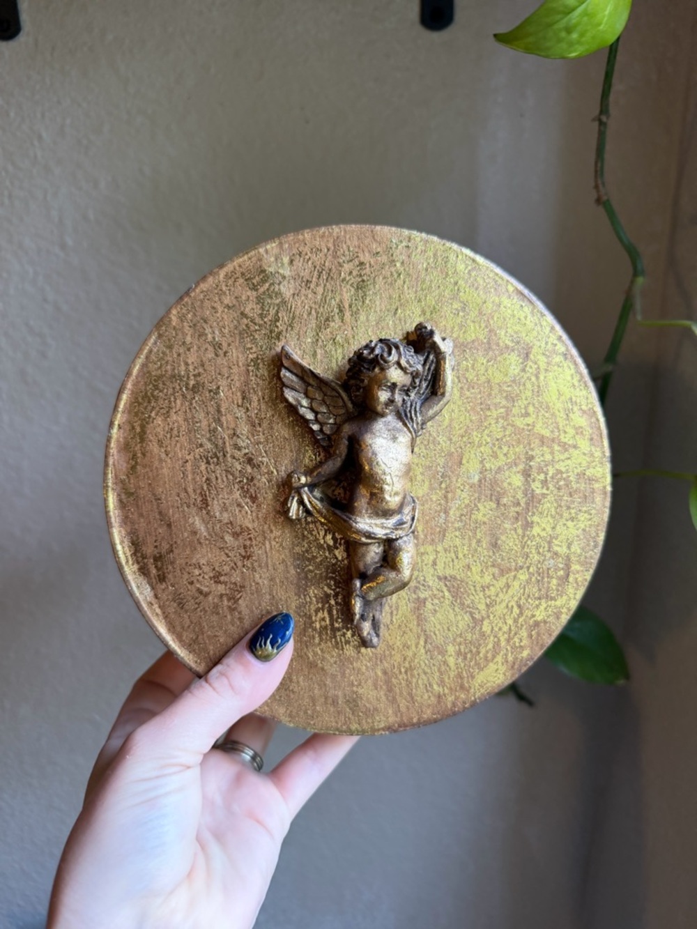 Gold Cherub Paper Mache box
